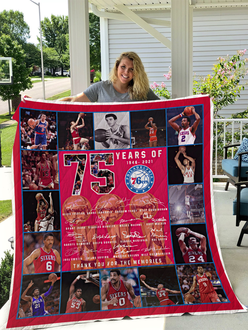 Philadelphia 76ers Quilt Blanket - Famjoys Philadelphia 76ers Quilt Blanket - Famjoys