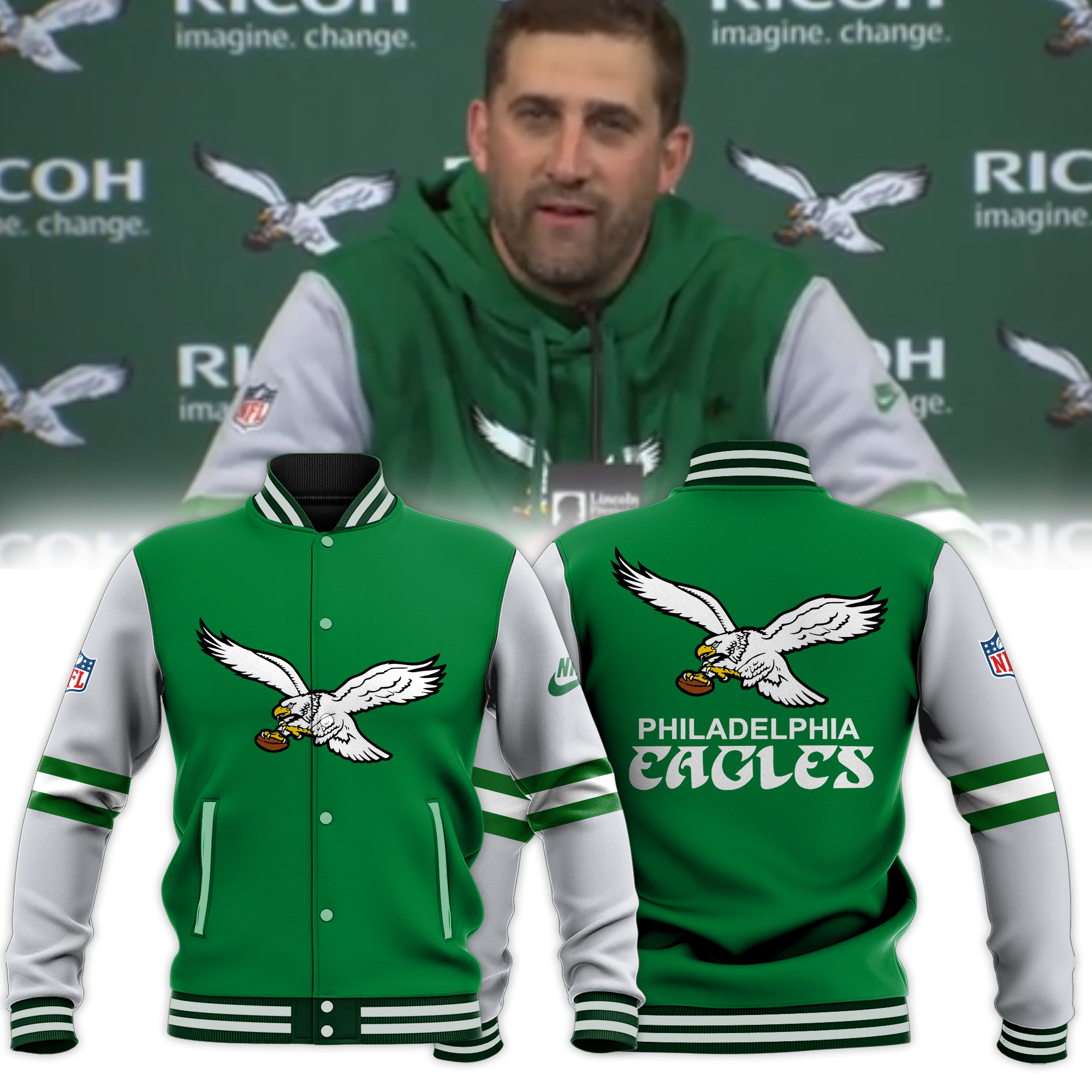 Philadelphia Eagle Baseball Jacket - Famjoys Philadelphia Eagle Baseball Jacket - Famjoys