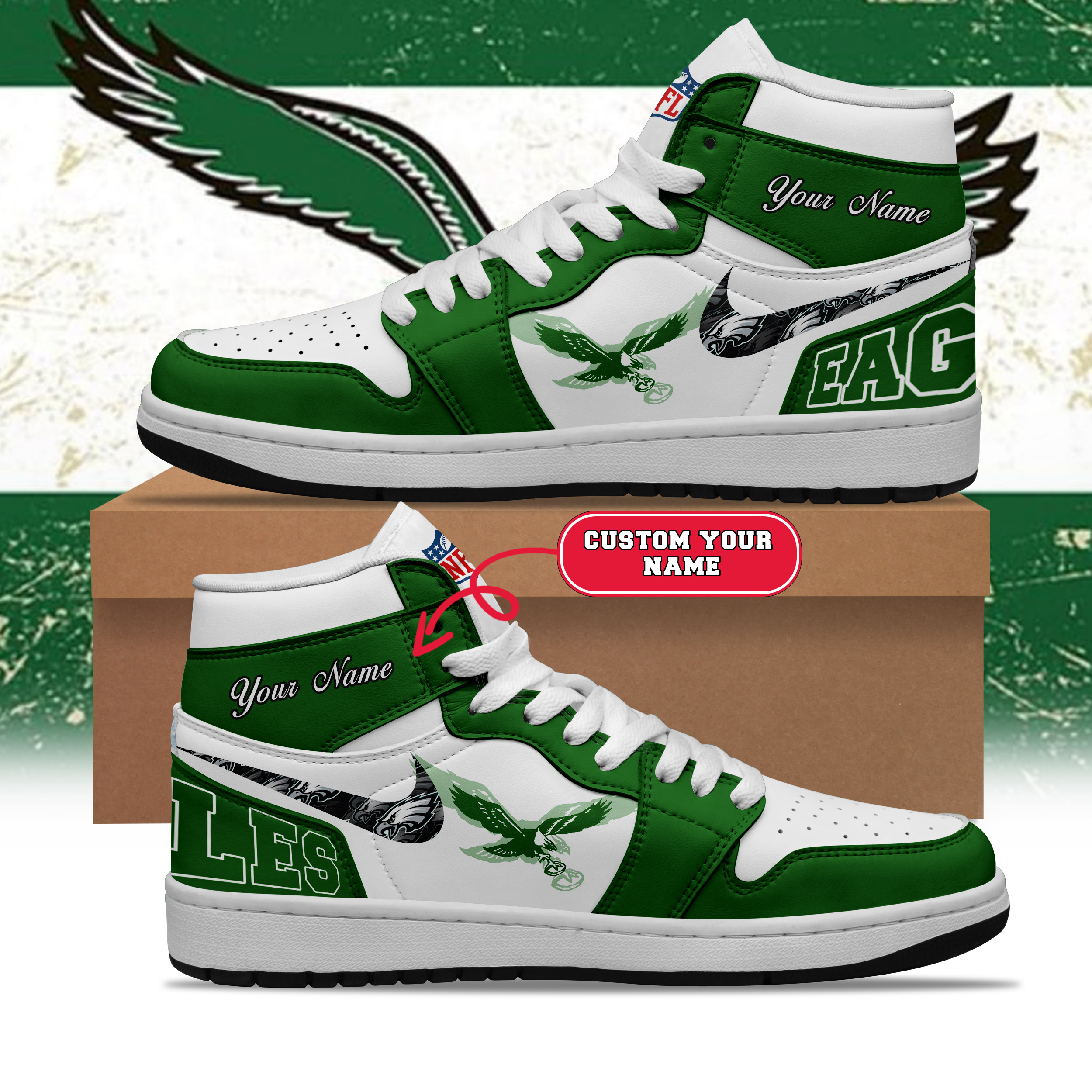 Philadelphia Eagle Personalized Shoes - Famjoys Philadelphia Eagle Personalized Shoes - Famjoys