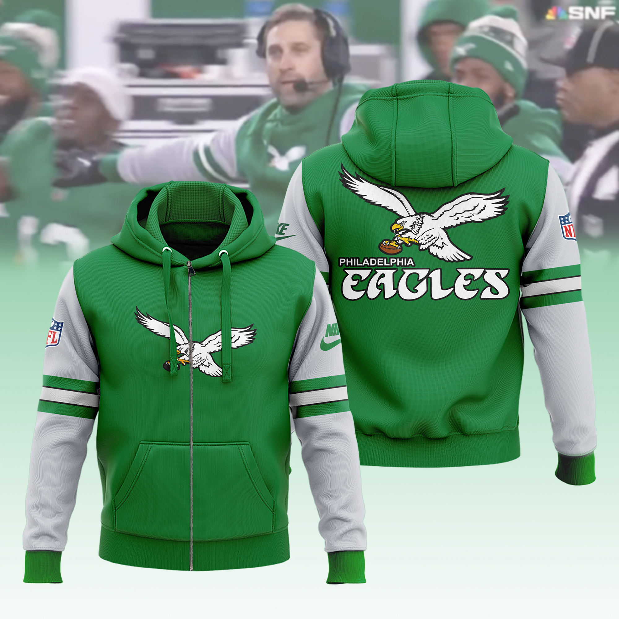 Philadelphia Eagle Zip Hoodie 01 - Famjoys Philadelphia Eagle Zip Hoodie 01 - Famjoys