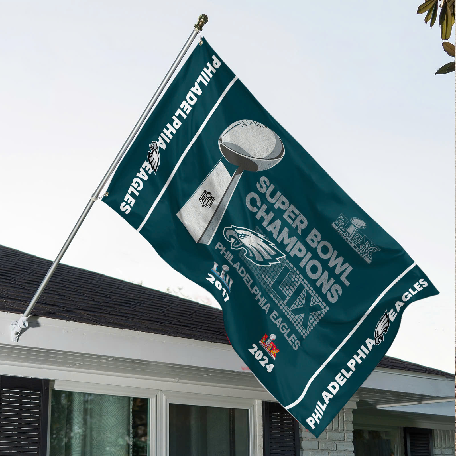 Philadelphia Eagles 2 Time SUPER BOWL Champion Grommet Flag - Famjoys Philadelphia Eagles 2 Time SUPER BOWL Champion Grommet Flag - Famjoys