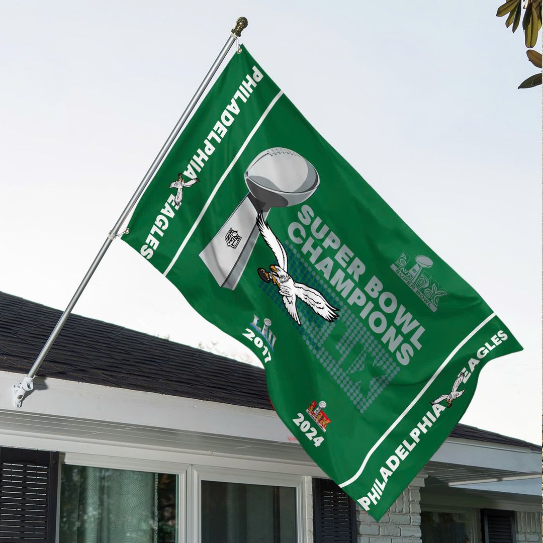 Philadelphia Eagles 2 Time SUPER BOWL Champion Grommet Flag v2 - Famjoys Philadelphia Eagles 2 Time SUPER BOWL Champion Grommet Flag v2 - Famjoys
