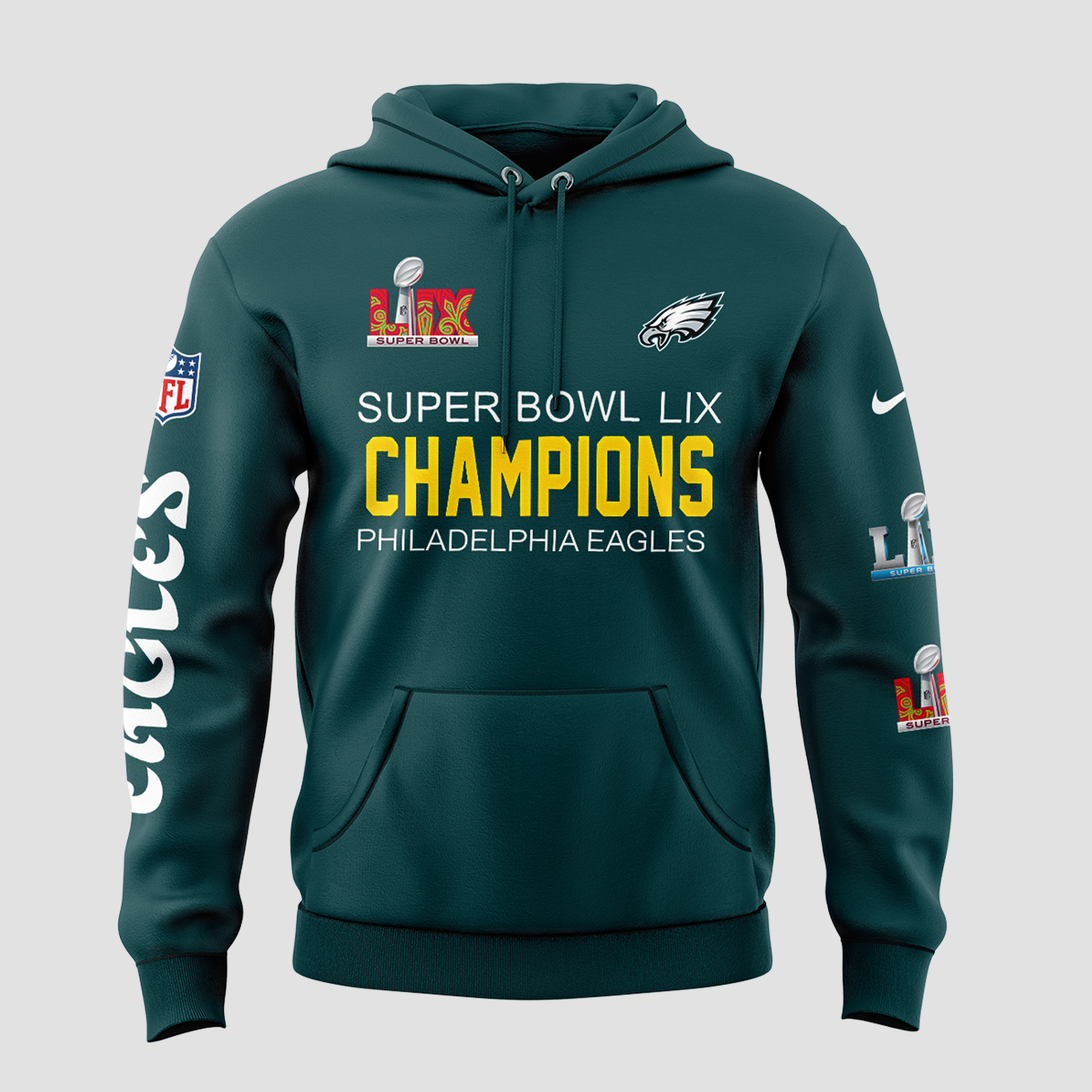 Philadelphia Eagles 2 Time SUPER BOWL Champion Hoodie - Famjoys Philadelphia Eagles 2 Time SUPER BOWL Champion Hoodie - Famjoys