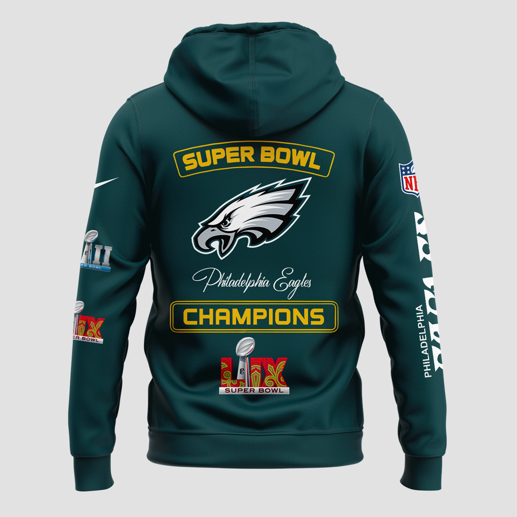 Philadelphia Eagles 2 Time SUPER BOWL Champion Hoodie - Famjoys Philadelphia Eagles 2 Time SUPER BOWL Champion Hoodie - Famjoys