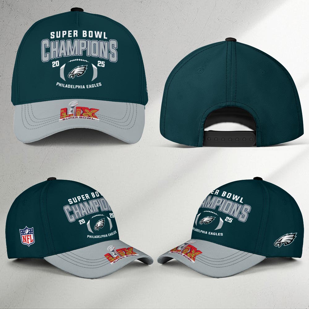 Philadelphia Eagles 2025 Super Bowl LIX Champions Cap - Famjoys Philadelphia Eagles 2025 Super Bowl LIX Champions Cap - Famjoys