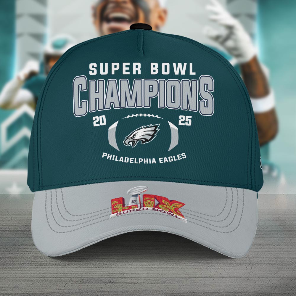 Philadelphia Eagles 2025 Super Bowl LIX Champions Cap - Famjoys Philadelphia Eagles 2025 Super Bowl LIX Champions Cap - Famjoys