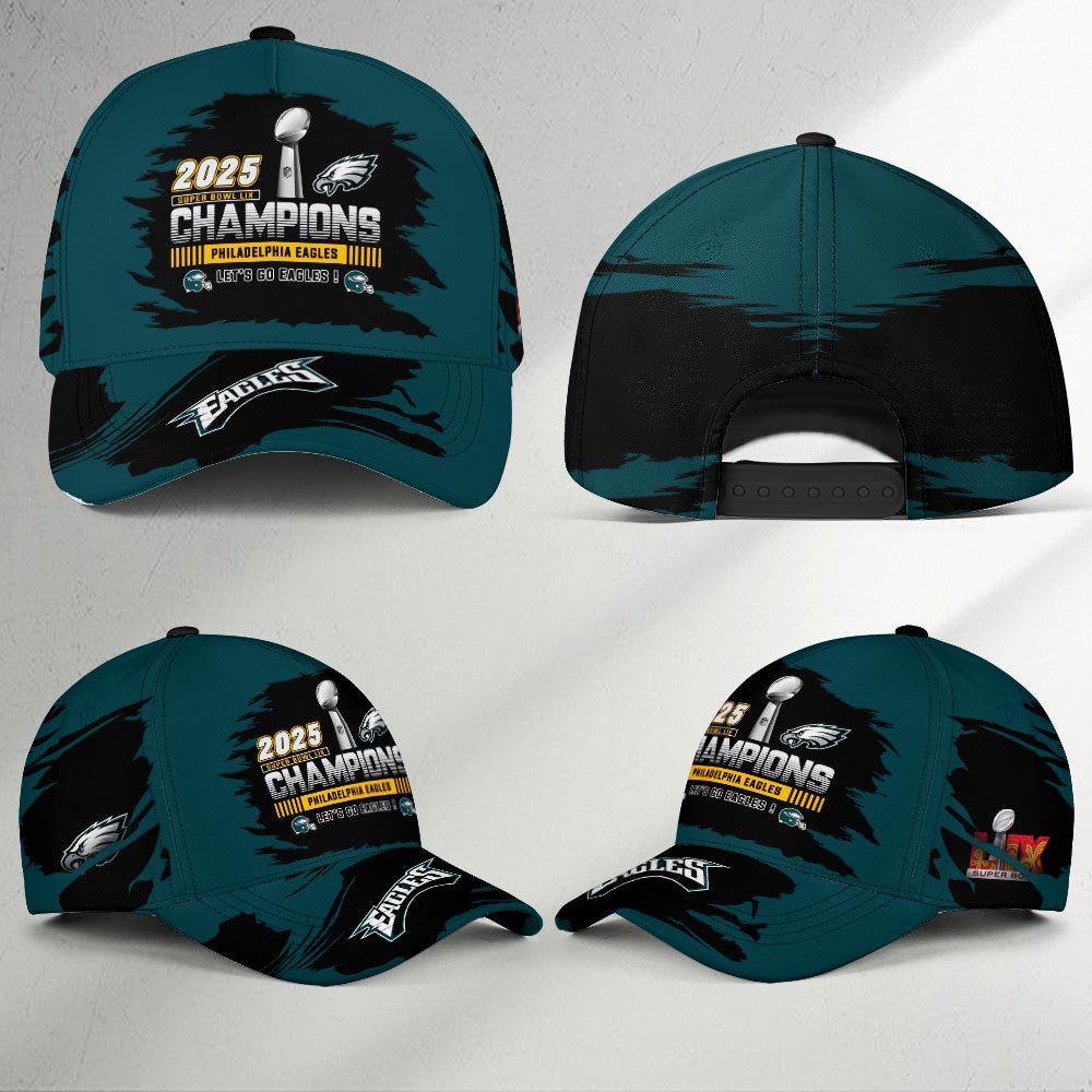 Philadelphia Eagles 2025 Super Bowl LIX Champions Hat - Famjoys Philadelphia Eagles 2025 Super Bowl LIX Champions Hat - Famjoys