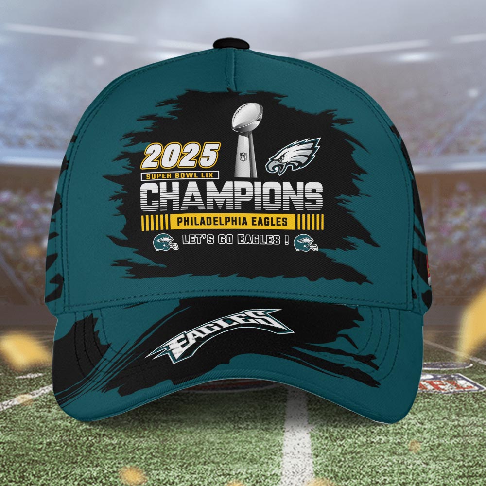 Philadelphia Eagles 2025 Super Bowl LIX Champions Hat - Famjoys Philadelphia Eagles 2025 Super Bowl LIX Champions Hat - Famjoys