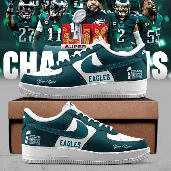 Philadelphia Eagles 2025 Super Bowl LIX Champions Personalized AF1 Shoes - Famjoys Philadelphia Eagles 2025 Super Bowl LIX Champions Personalized AF1 Shoes - Famjoys