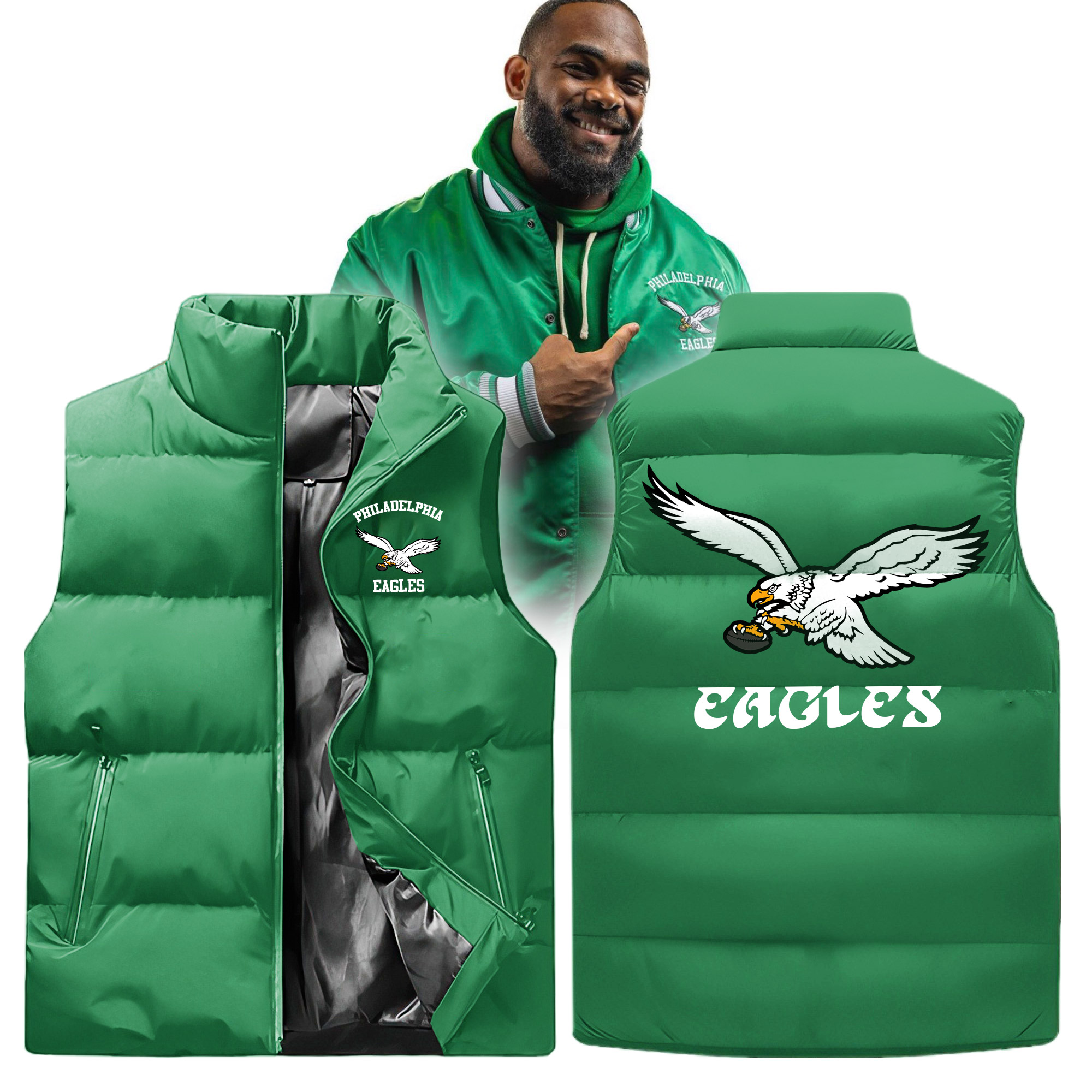 Philadelphia Eagles 3D Cotton Vest - Famjoys Philadelphia Eagles 3D Cotton Vest - Famjoys
