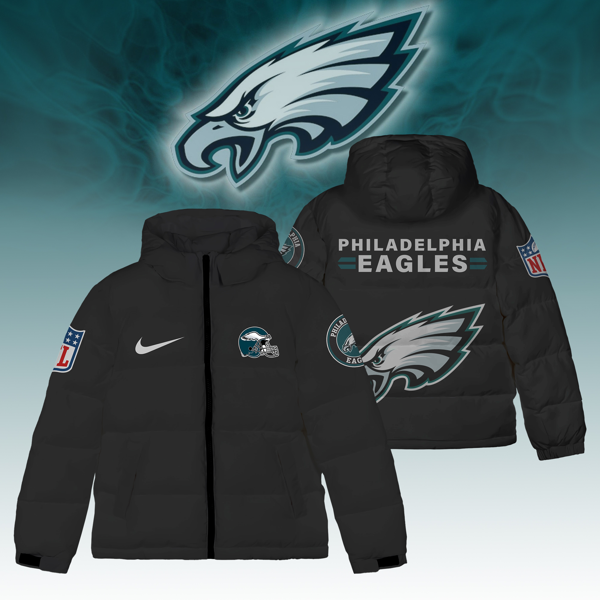 Philadelphia Eagles 3D DOWN JACKET - Famjoys Philadelphia Eagles 3D DOWN JACKET - Famjoys