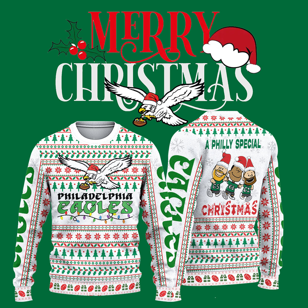 Philadelphia Eagles A Philly Special Christmas Knitted Sweaterer 2024 - Famjoys Philadelphia Eagles A Philly Special Christmas Knitted Sweaterer 2024 - Famjoys
