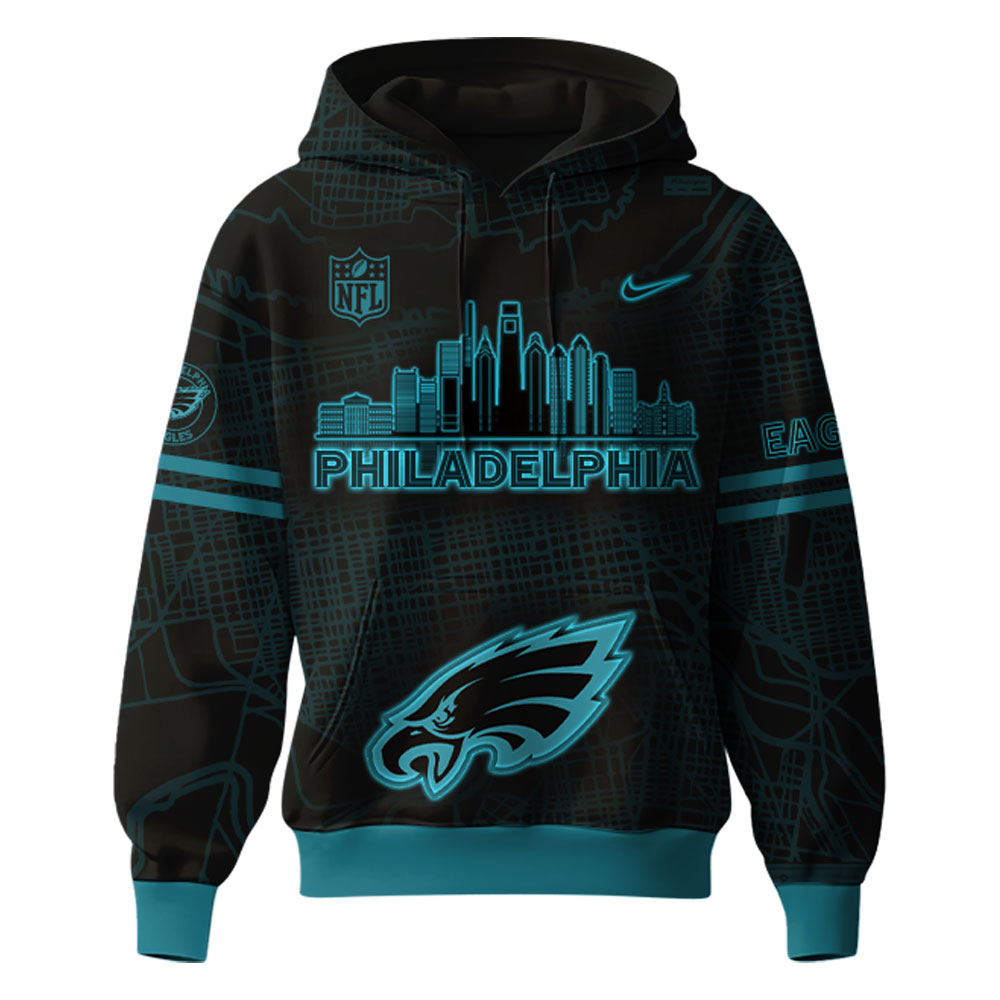 Philadelphia Eagles ALL BLACK Hoodie - Famjoys Philadelphia Eagles ALL BLACK Hoodie - Famjoys