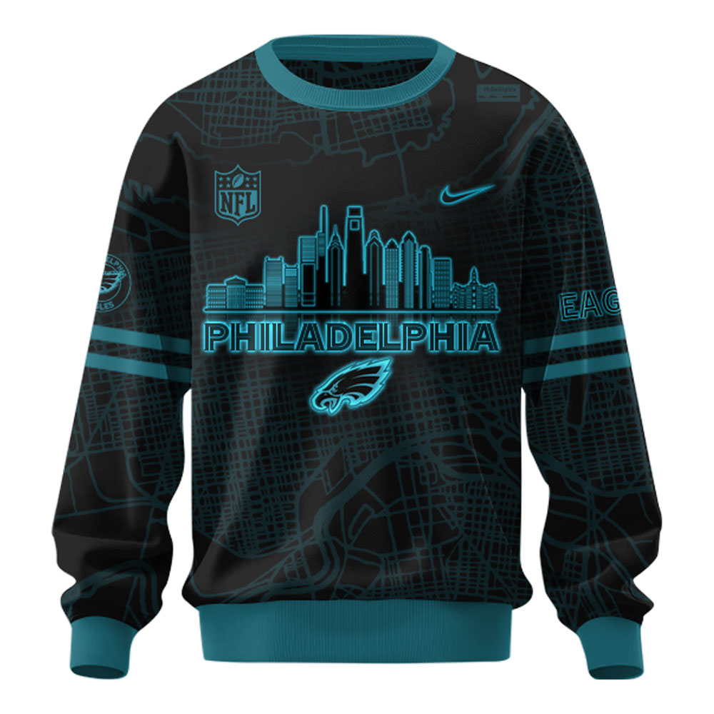 Philadelphia Eagles ALL BLACK SweatShirt - Famjoys Philadelphia Eagles ALL BLACK SweatShirt - Famjoys