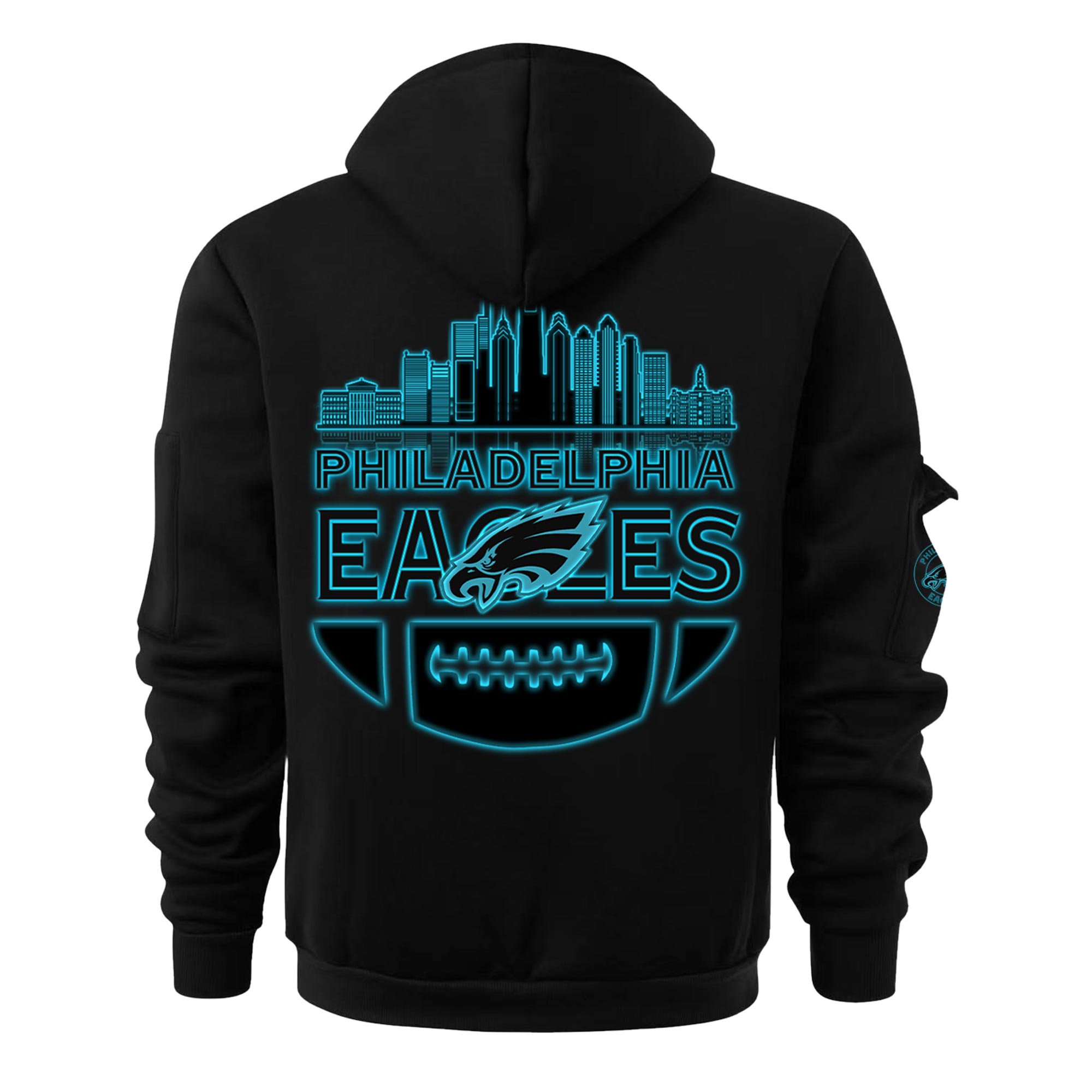 Philadelphia Eagles ALL BLACK ZipHoodie Limited - Famjoys Philadelphia Eagles ALL BLACK ZipHoodie Limited - Famjoys