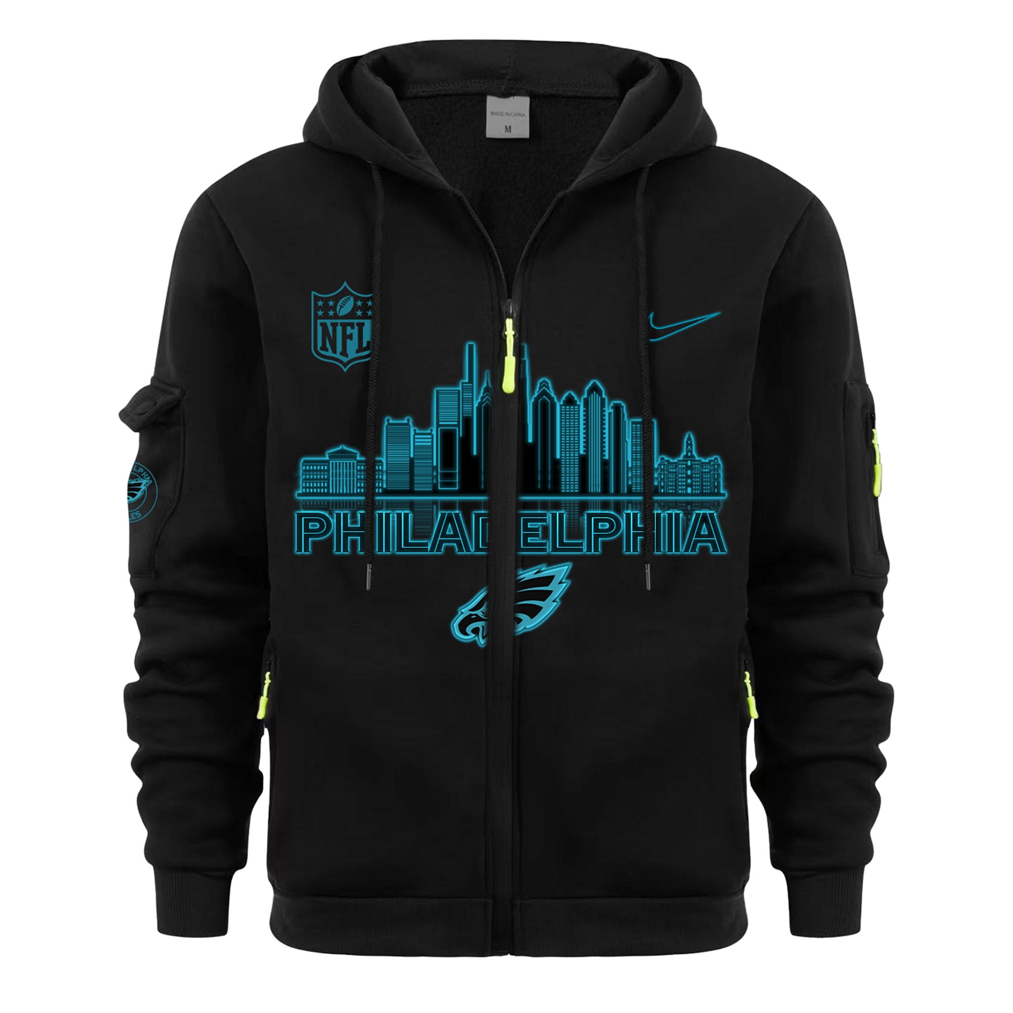 Philadelphia Eagles ALL BLACK ZipHoodie Limited - Famjoys Philadelphia Eagles ALL BLACK ZipHoodie Limited - Famjoys