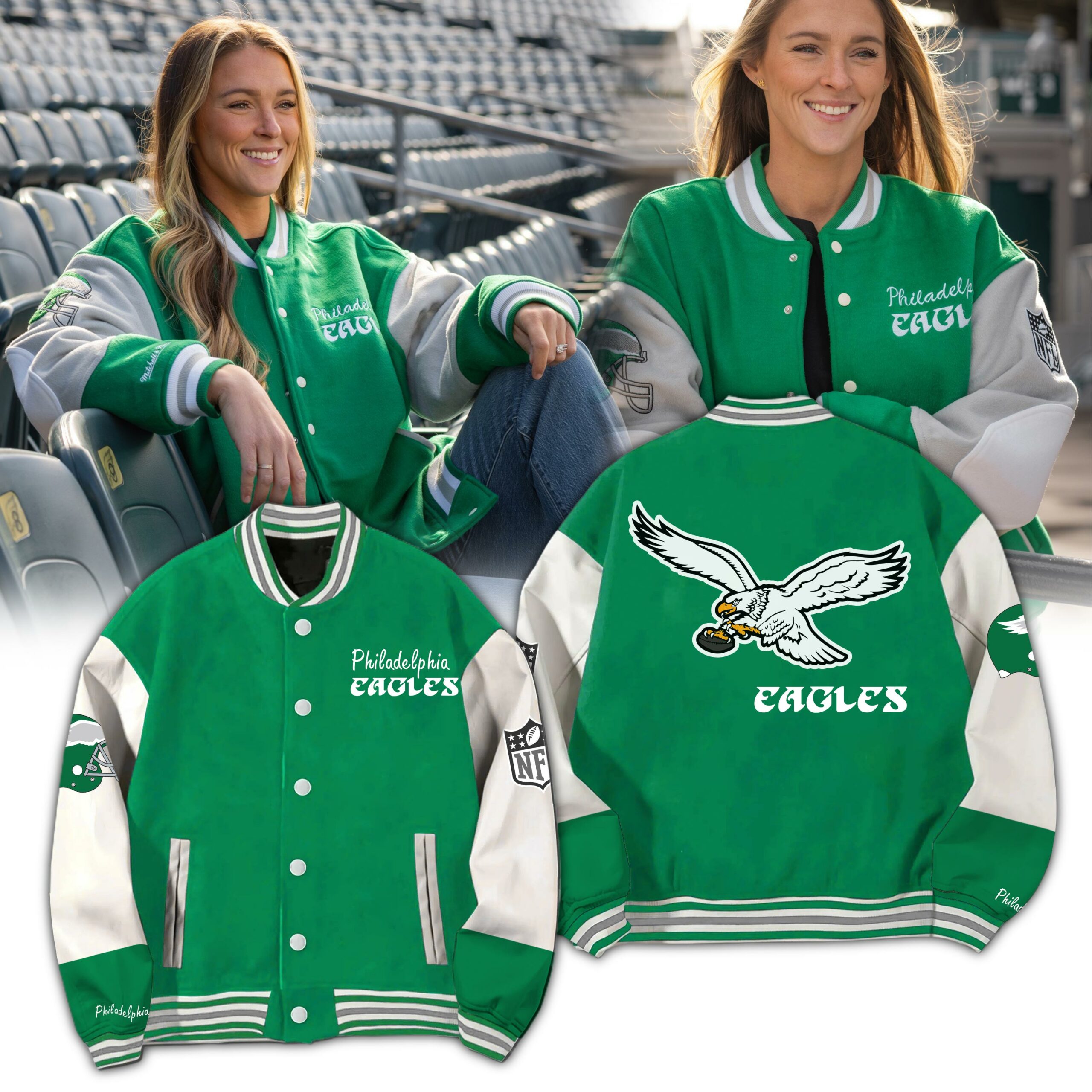 Philadelphia Eagles Baseball Jacket Limited 01 - Famjoys Philadelphia Eagles Baseball Jacket Limited 01 - Famjoys