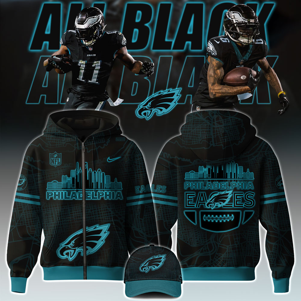 Philadelphia Eagles Black All Zip Hoodie 2025 - Famjoys Philadelphia Eagles Black All Zip Hoodie 2025 - Famjoys