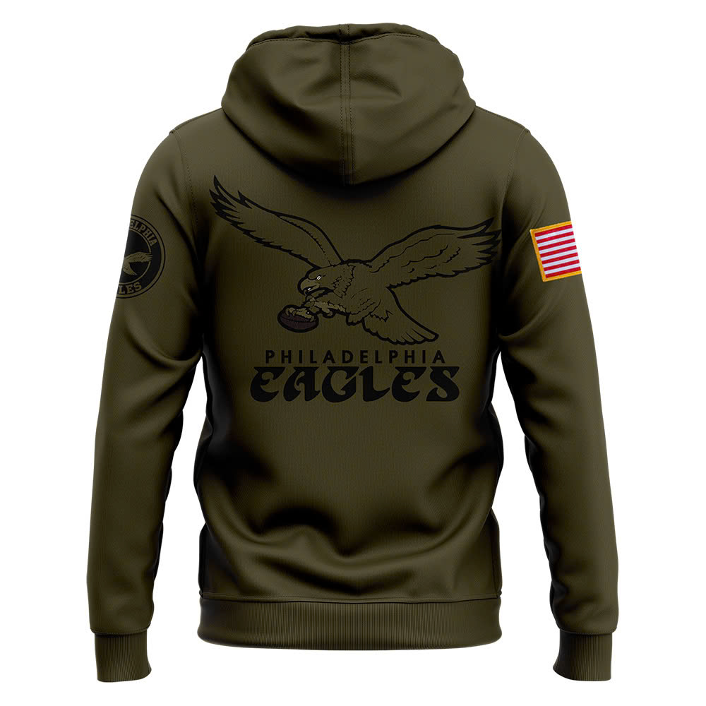 Philadelphia Eagles Camo Salute to Service Club Fleece Pullover Hoodie V4 - Famjoys Philadelphia Eagles Camo Salute to Service Club Fleece Pullover Hoodie V4 - Famjoys
