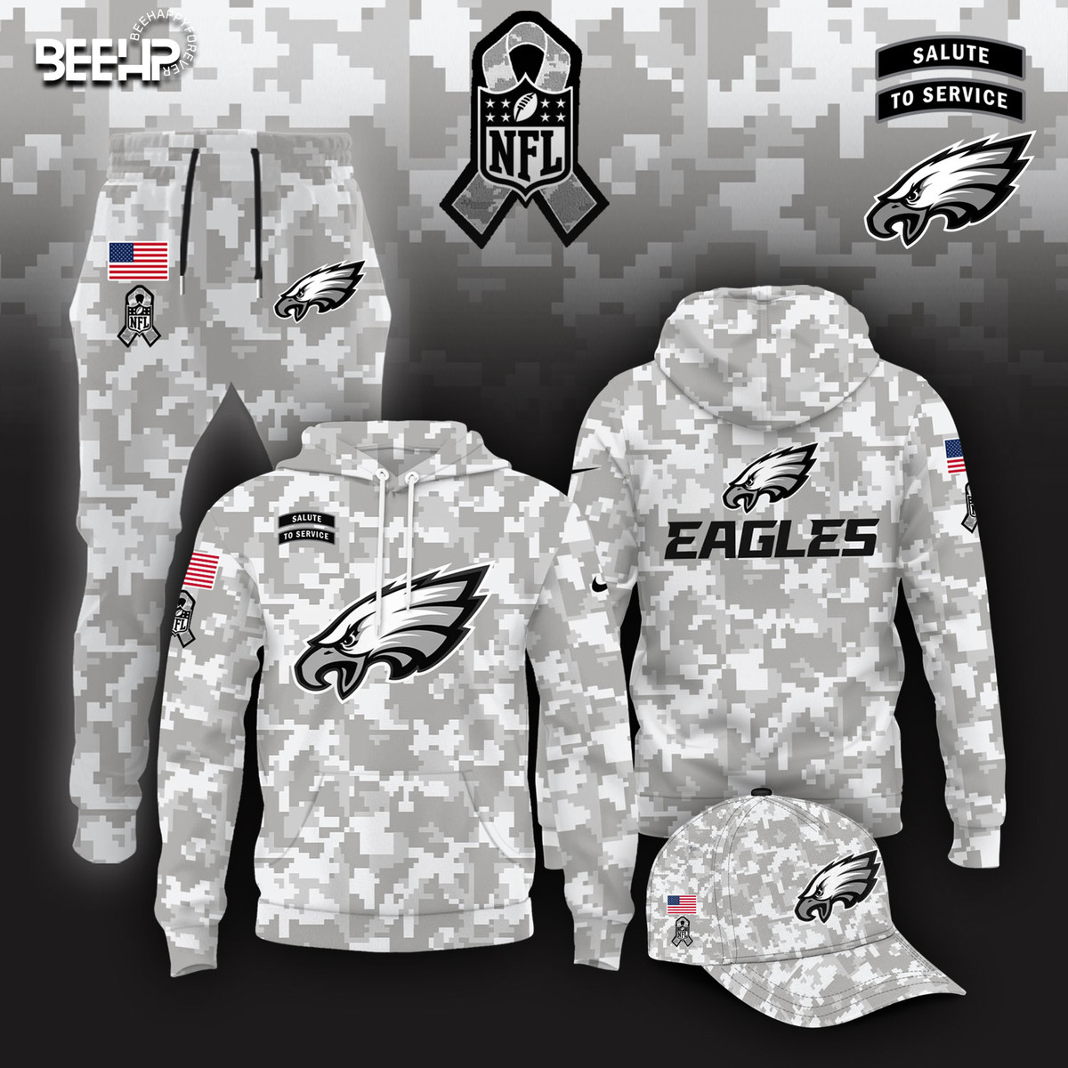 Philadelphia Eagles Camo Salute to Service Combo - Famjoys Philadelphia Eagles Camo Salute to Service Combo - Famjoys