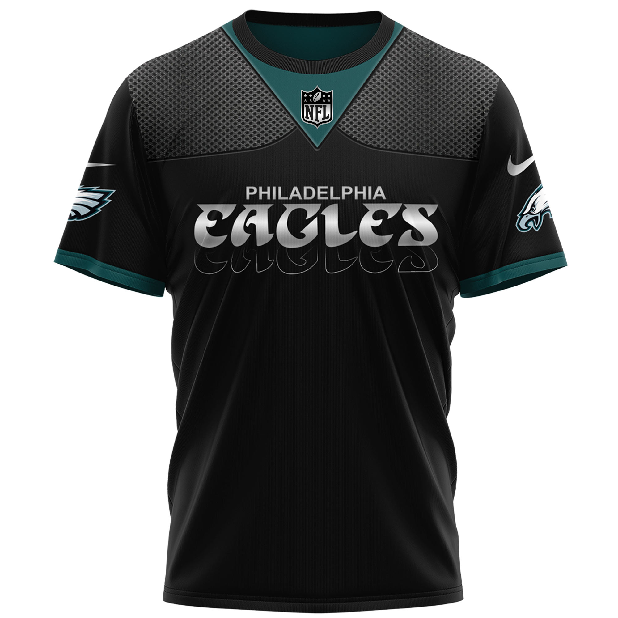 Philadelphia Eagles Carbon Black Fashion Game TShirts 2025 - Famjoys Philadelphia Eagles Carbon Black Fashion Game TShirts 2025 - Famjoys