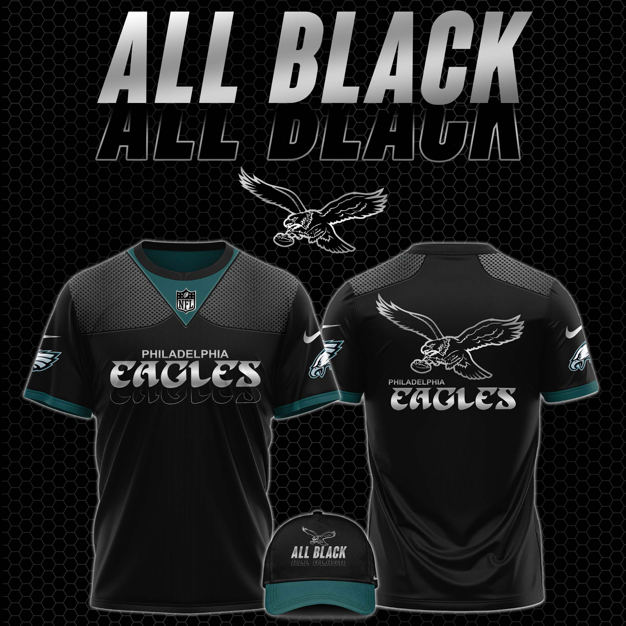 Philadelphia Eagles Carbon Black Fashion Game TShirts 2025 - Famjoys Philadelphia Eagles Carbon Black Fashion Game TShirts 2025 - Famjoys