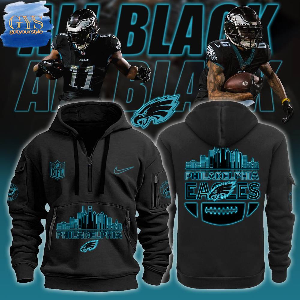 Philadelphia Eagles Carbon Black Quarter New Hoodie - Famjoys Philadelphia Eagles Carbon Black Quarter New Hoodie - Famjoys