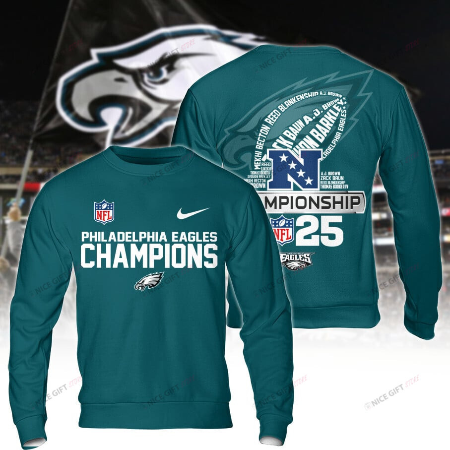 Philadelphia Eagles Champions Crewneck Sweatshirt 3CS-F0H9 - Famjoys Philadelphia Eagles Champions Crewneck Sweatshirt 3CS-F0H9 - Famjoys
