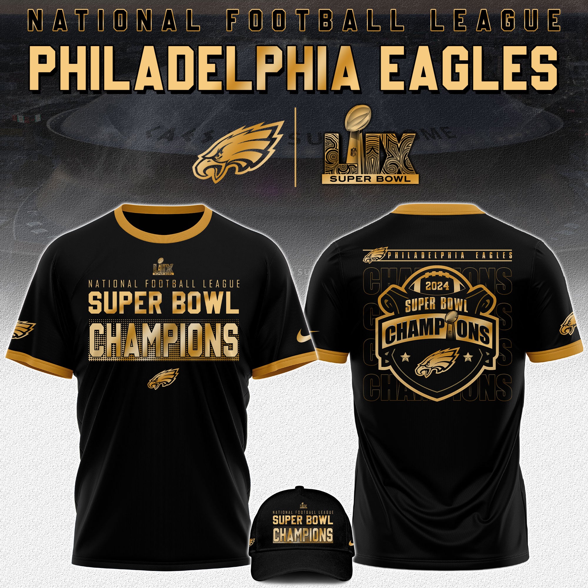 Philadelphia Eagles CHAMPIONS SUPER BOWL LIX 2025 Tee Edition - Famjoys Philadelphia Eagles CHAMPIONS SUPER BOWL LIX 2025 Tee Edition - Famjoys