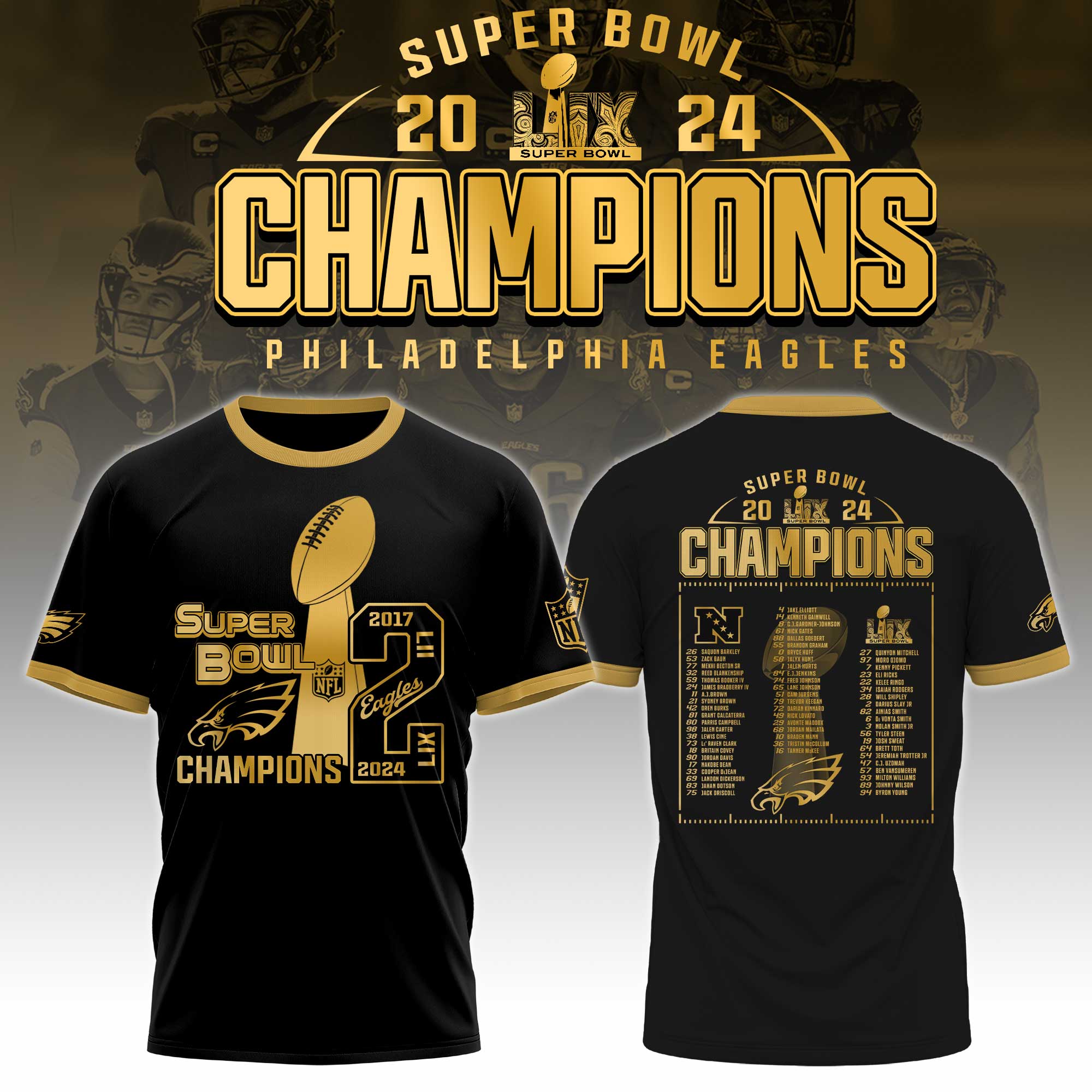 Philadelphia Eagles CHAMPIONS SUPER BOWL LIX 2025 Tee Edition - Famjoys Philadelphia Eagles CHAMPIONS SUPER BOWL LIX 2025 Tee Edition - Famjoys
