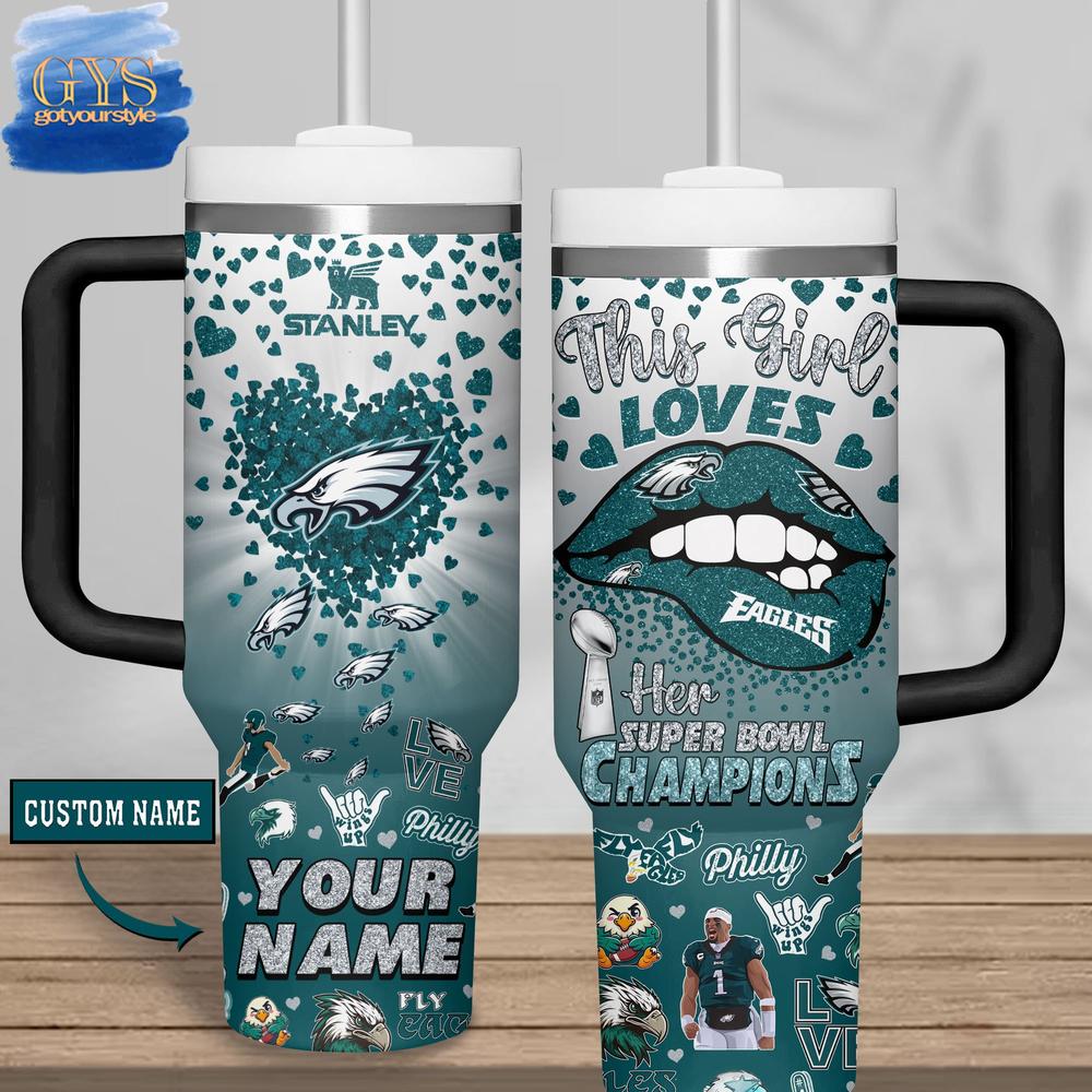 Philadelphia Eagles Champions Super Bowl LIX 40 Oz Stanley Tumbler - Famjoys Philadelphia Eagles Champions Super Bowl LIX 40 Oz Stanley Tumbler - Famjoys