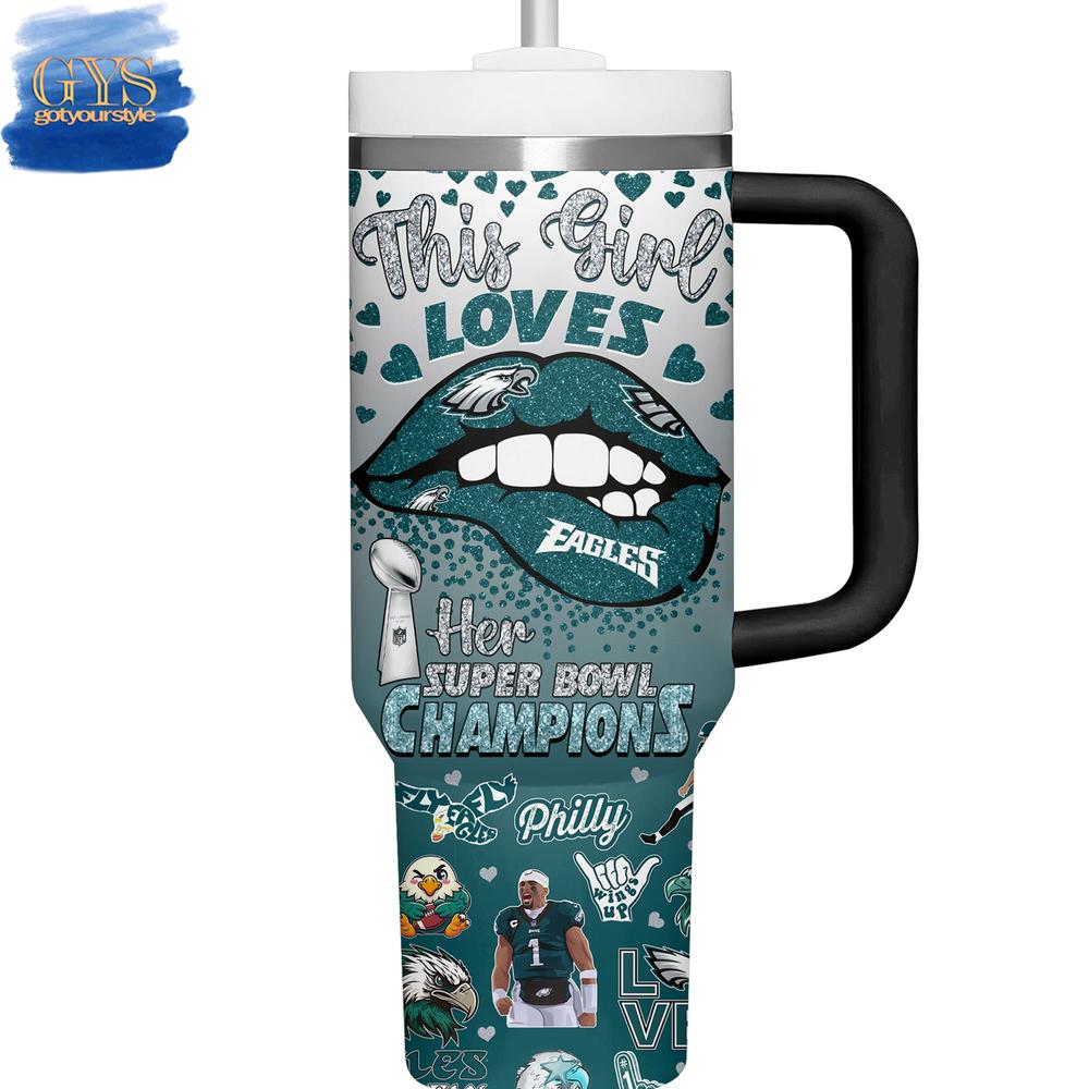 Philadelphia Eagles Champions Super Bowl LIX 40 Oz Stanley Tumbler - Famjoys Philadelphia Eagles Champions Super Bowl LIX 40 Oz Stanley Tumbler - Famjoys