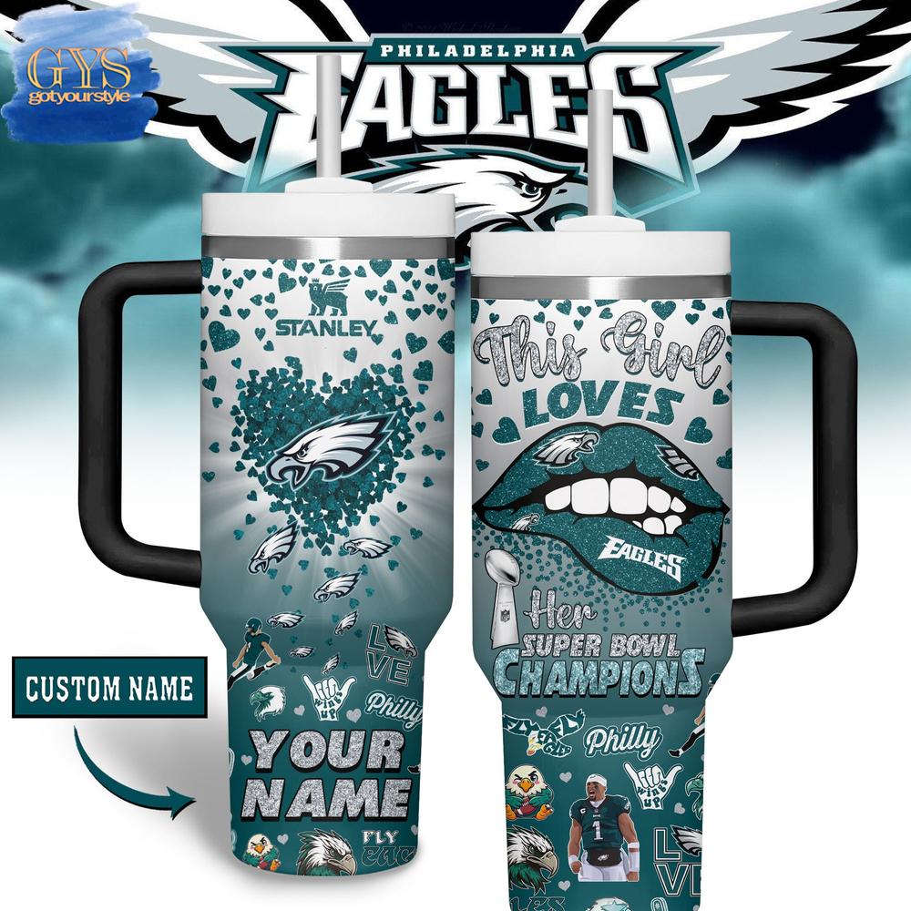 Philadelphia Eagles Champions Super Bowl LIX 40 Oz Stanley Tumbler - Famjoys Philadelphia Eagles Champions Super Bowl LIX 40 Oz Stanley Tumbler - Famjoys