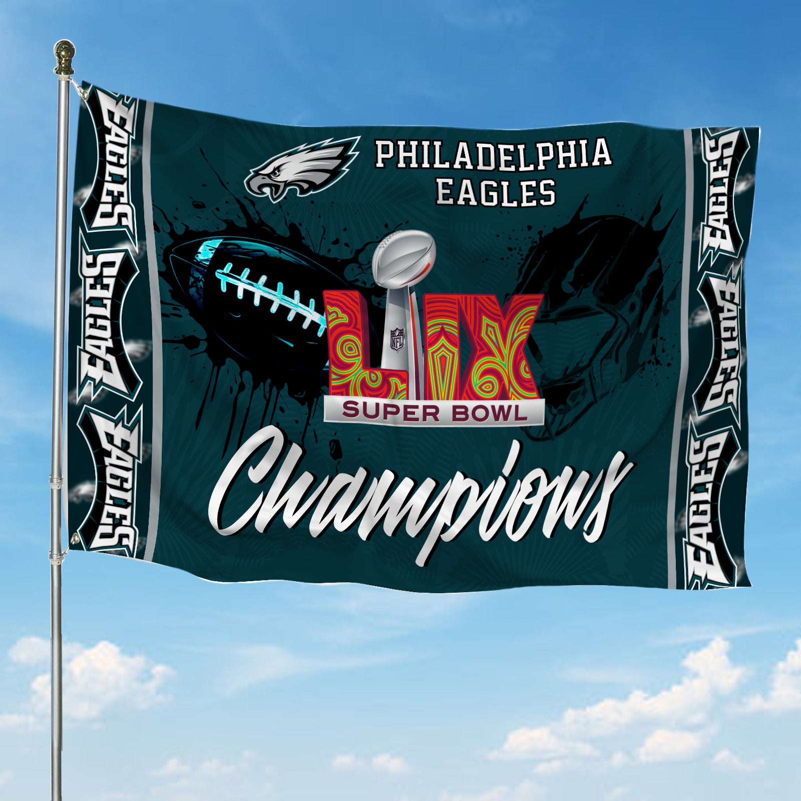 Philadelphia Eagles CHAMPIONS SUPER BOWL LIX Collection Flag - Famjoys Philadelphia Eagles CHAMPIONS SUPER BOWL LIX Collection Flag - Famjoys