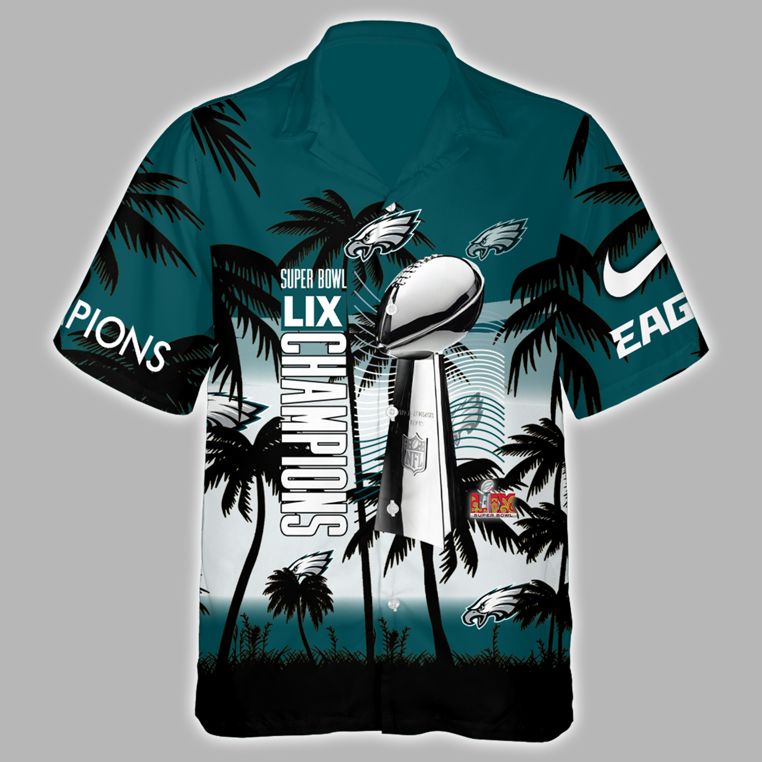 Philadelphia Eagles CHAMPIONS SUPER BOWL LIX Hawaiian Shirt - Famjoys Philadelphia Eagles CHAMPIONS SUPER BOWL LIX Hawaiian Shirt - Famjoys
