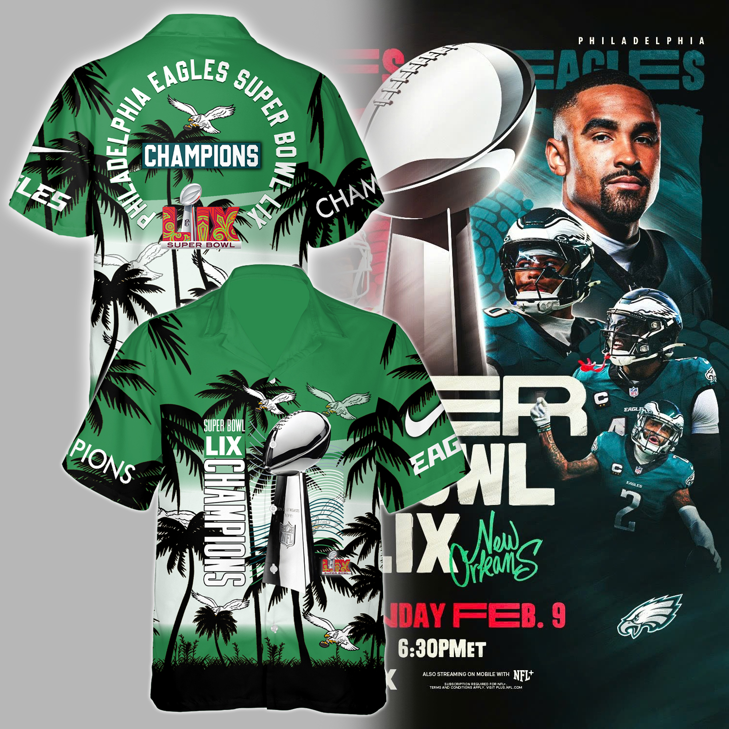 Philadelphia Eagles CHAMPIONS SUPER BOWL LIX Hawaiian Shirt - Famjoys Philadelphia Eagles CHAMPIONS SUPER BOWL LIX Hawaiian Shirt - Famjoys