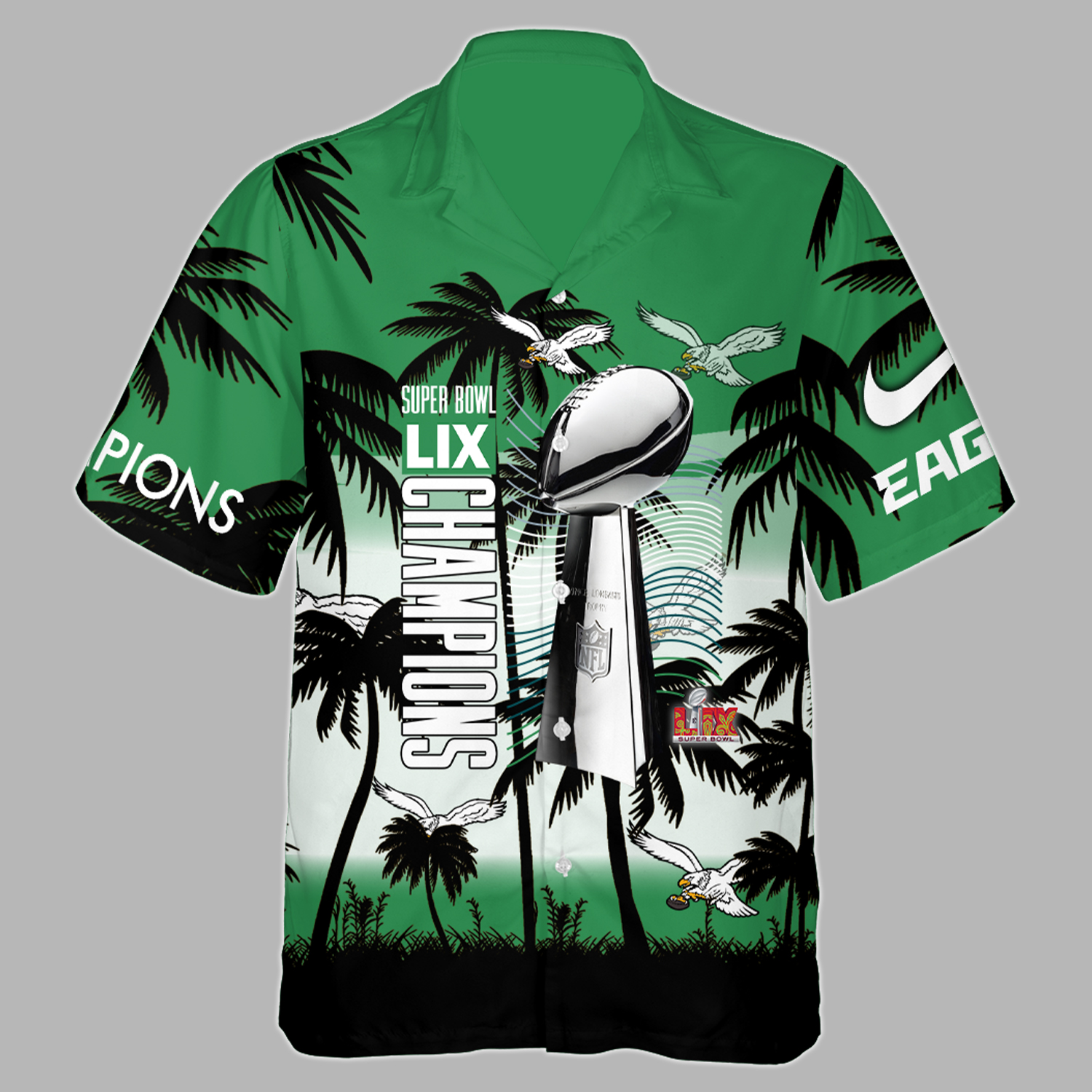 Philadelphia Eagles CHAMPIONS SUPER BOWL LIX Hawaiian Shirt - Famjoys Philadelphia Eagles CHAMPIONS SUPER BOWL LIX Hawaiian Shirt - Famjoys