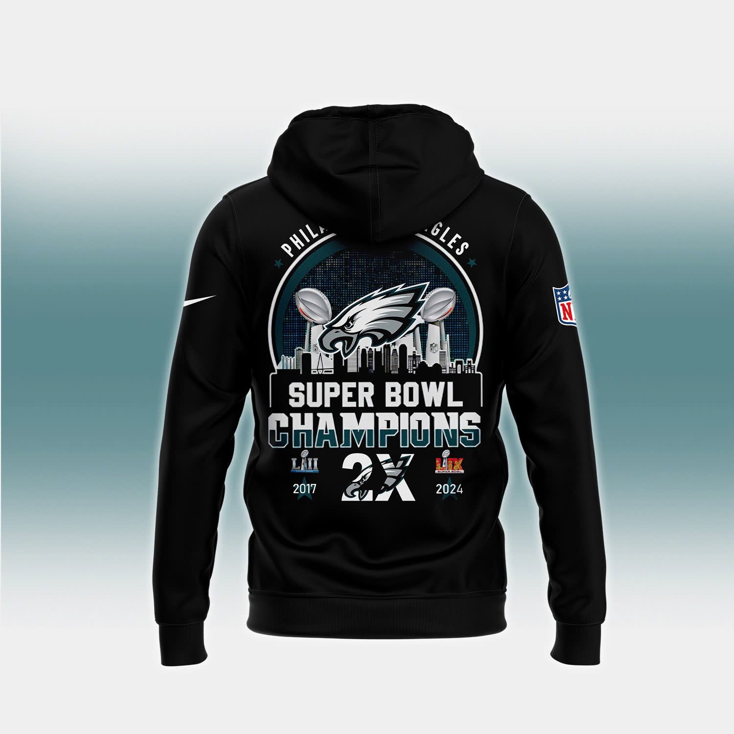 Philadelphia Eagles CHAMPIONS SUPER BOWL LIX Hoodie - Famjoys Philadelphia Eagles CHAMPIONS SUPER BOWL LIX Hoodie - Famjoys