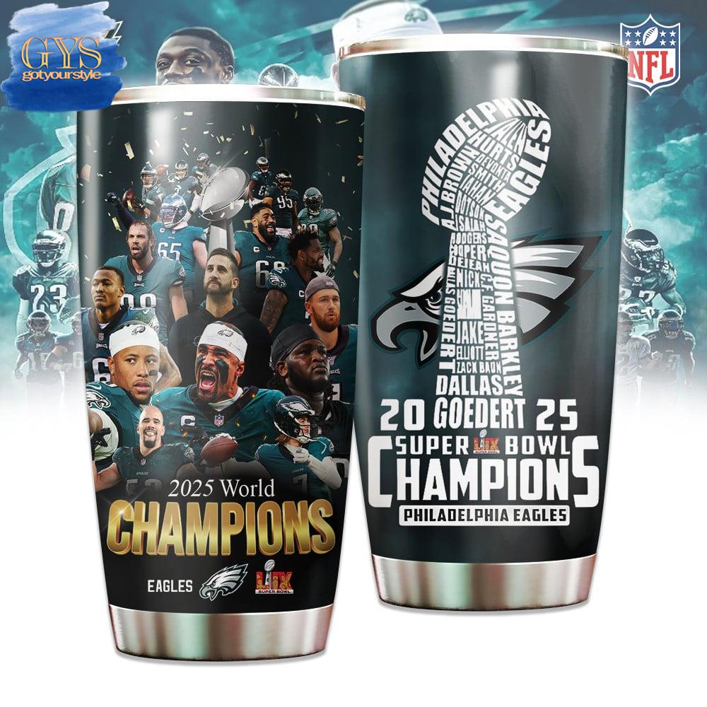 Philadelphia Eagles Champions Super Bowl LIX Tumbler - Famjoys Philadelphia Eagles Champions Super Bowl LIX Tumbler - Famjoys
