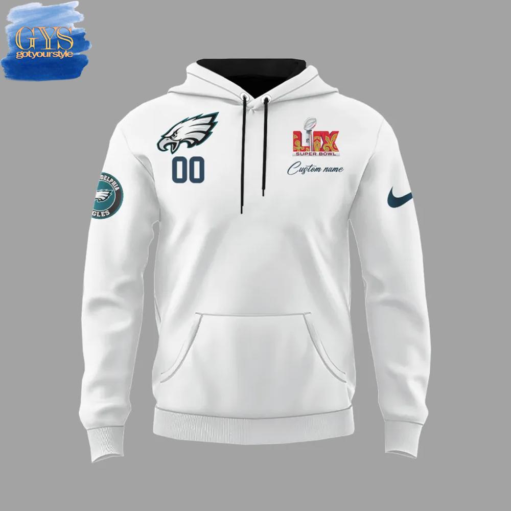 Philadelphia Eagles Champions Super Bowl LIX White Hoodie - Famjoys Philadelphia Eagles Champions Super Bowl LIX White Hoodie - Famjoys