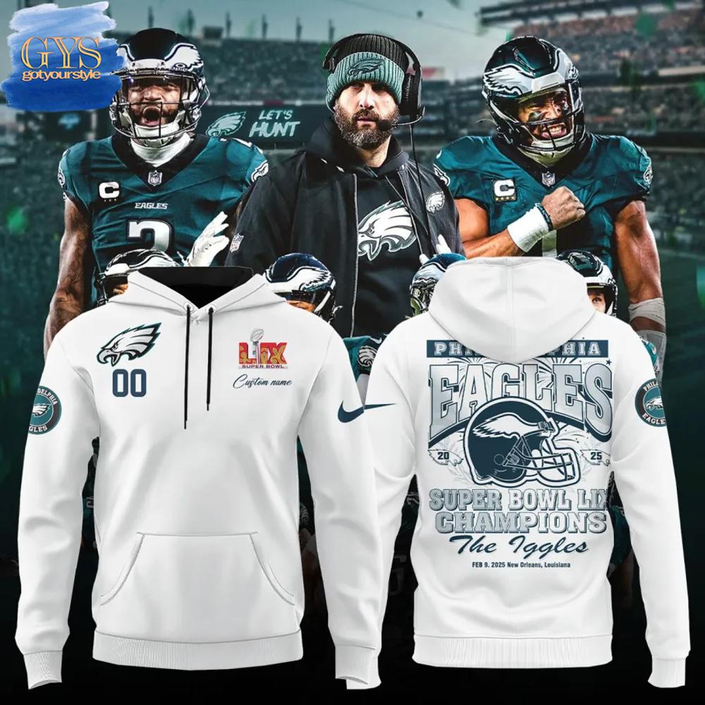 Philadelphia Eagles Champions Super Bowl LIX White Hoodie - Famjoys Philadelphia Eagles Champions Super Bowl LIX White Hoodie - Famjoys