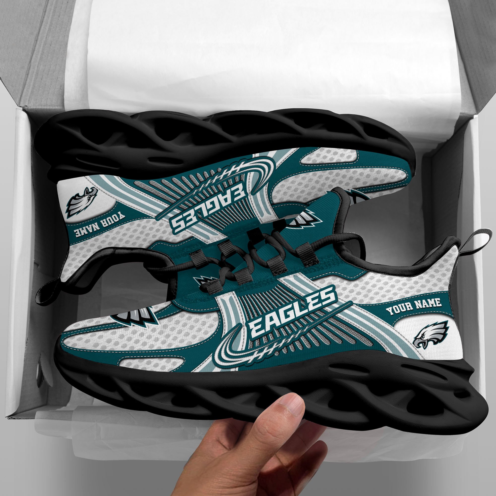 Philadelphia Eagles Clunky Sneakers Custom Your Name, Sport Sneakers For Fans, Gifts For Sport Lovers, Gift For Dad ETRG-62453 - Famjoys Philadelphia Eagles Clunky Sneakers Custom Your Name, Sport Sneakers For Fans, Gifts For Sport Lovers, Gift For Dad ETRG-62453 - Famjoys