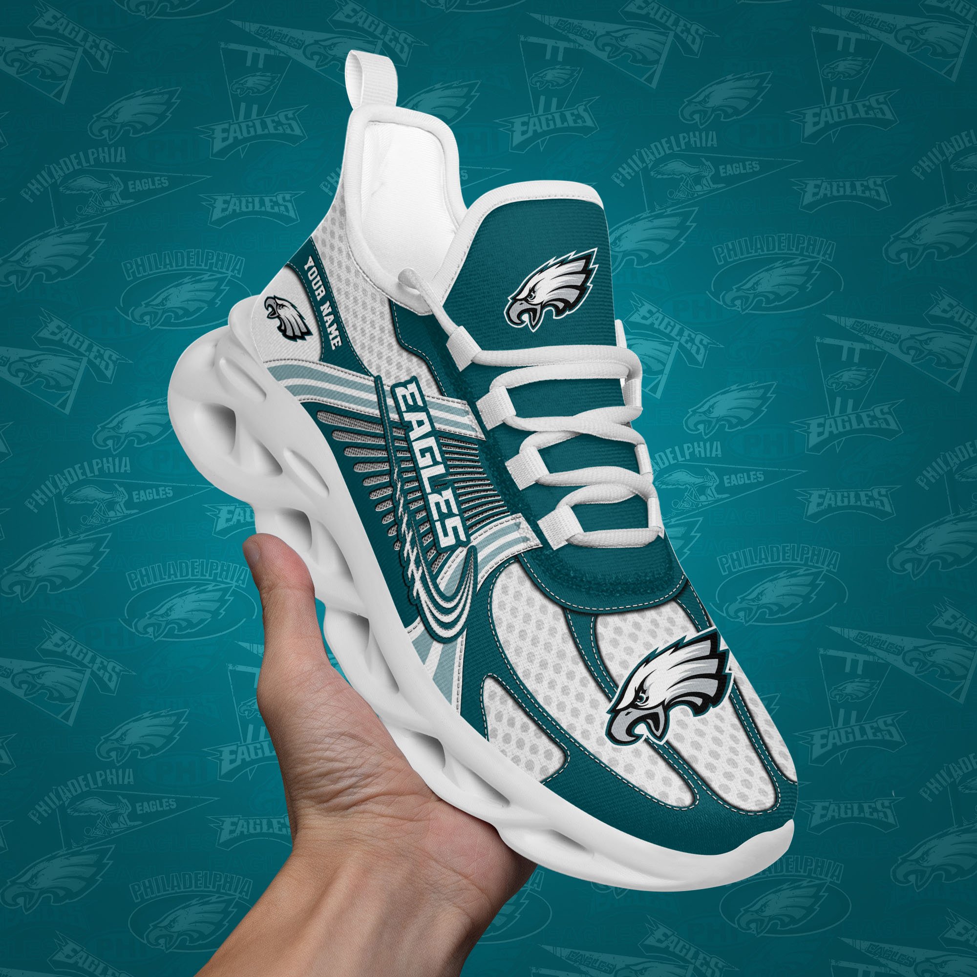 Philadelphia Eagles Clunky Sneakers Custom Your Name, Sport Sneakers For Fans, Gifts For Sport Lovers, Gift For Dad ETRG-62453 - Famjoys Philadelphia Eagles Clunky Sneakers Custom Your Name, Sport Sneakers For Fans, Gifts For Sport Lovers, Gift For Dad ETRG-62453 - Famjoys
