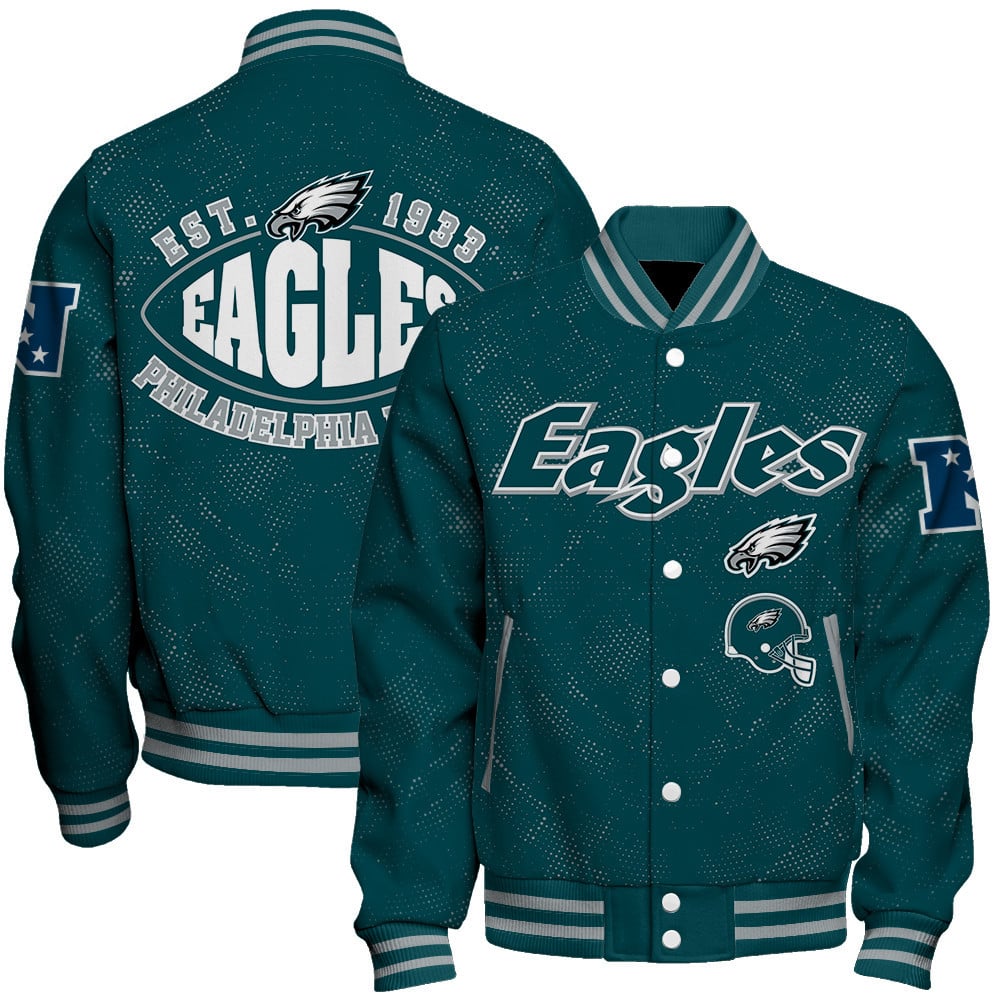 Philadelphia Eagles - Continue Writing The Dream Unisex Varsity Jacket - Famjoys Philadelphia Eagles - Continue Writing The Dream Unisex Varsity Jacket - Famjoys