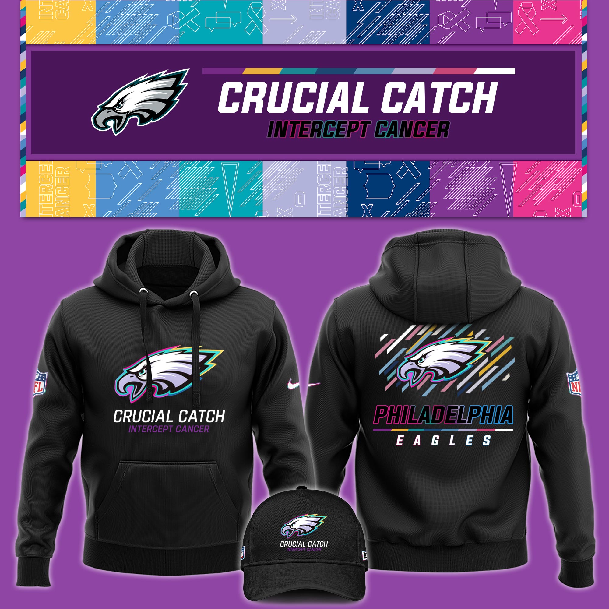 Philadelphia Eagles Crucial Catch Hoodie - Famjoys Philadelphia Eagles Crucial Catch Hoodie - Famjoys