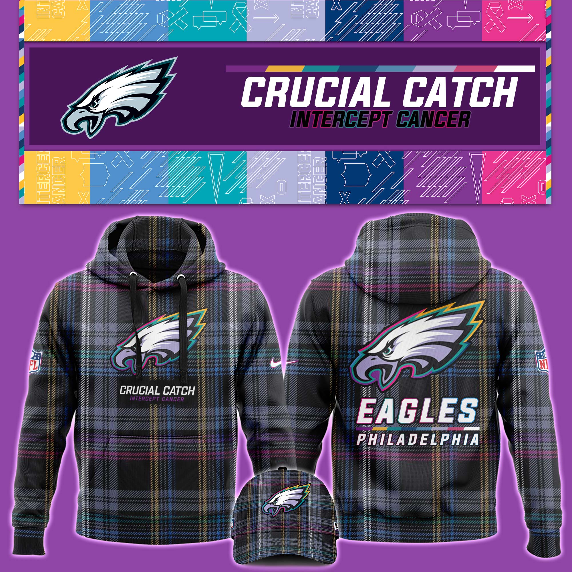 Philadelphia Eagles Crucial Catch Hoodie V2 - Famjoys Philadelphia Eagles Crucial Catch Hoodie V2 - Famjoys