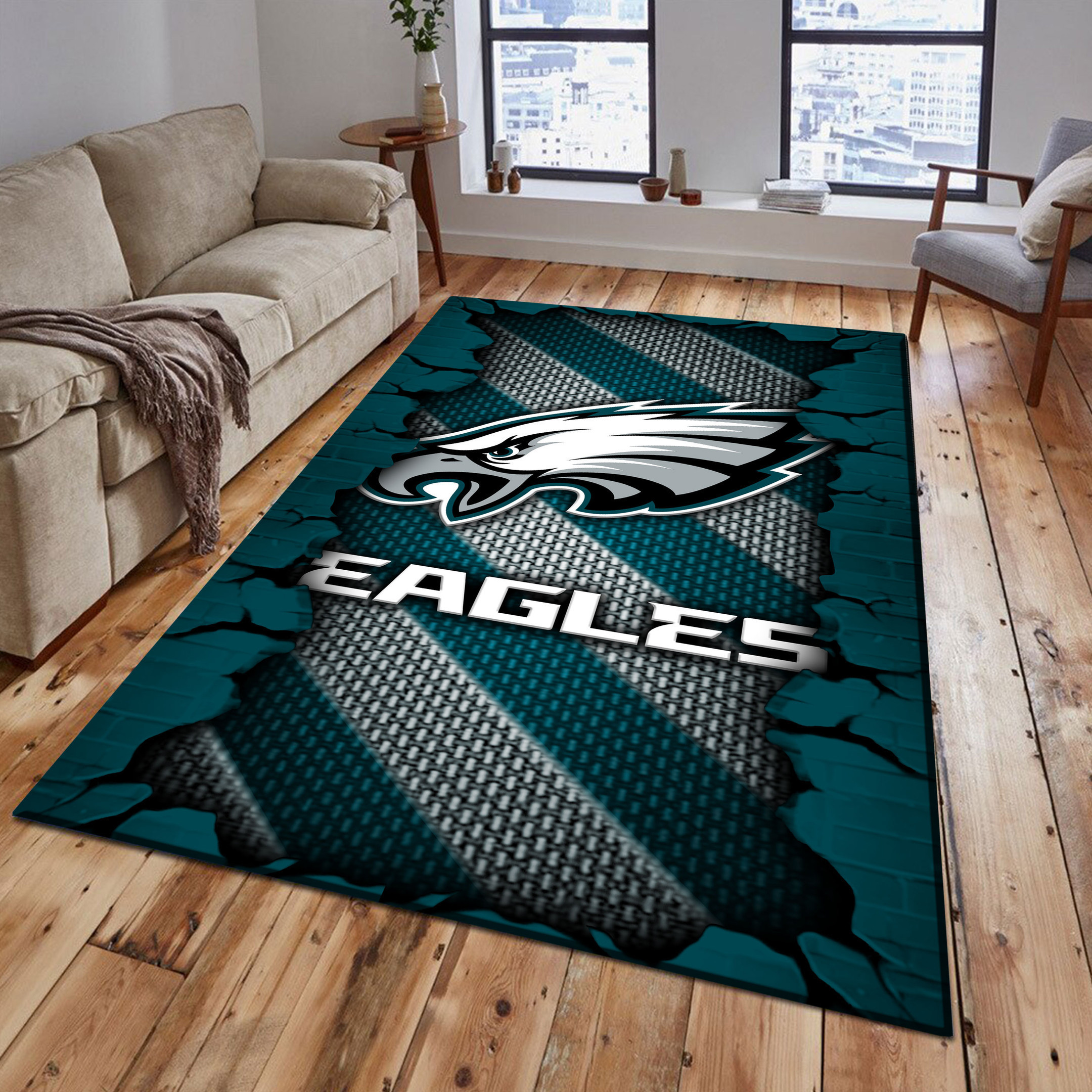 Philadelphia Eagles DMHF0515 Multicolor Rug - Famjoys Philadelphia Eagles DMHF0515 Multicolor Rug - Famjoys
