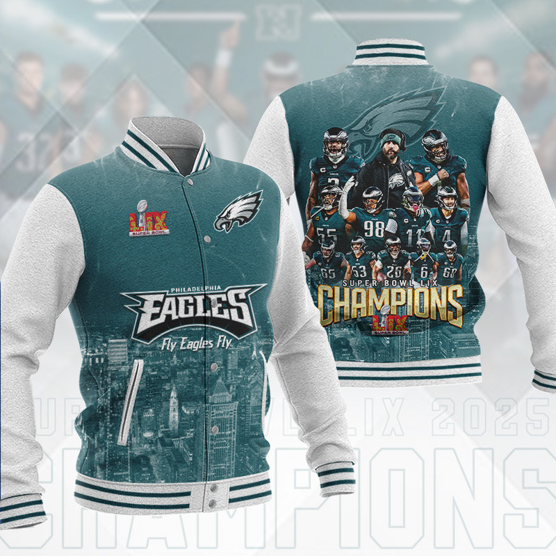 Philadelphia Eagles DMHJ1200 Baseball Jacket Multicolor - Famjoys Philadelphia Eagles DMHJ1200 Baseball Jacket Multicolor - Famjoys