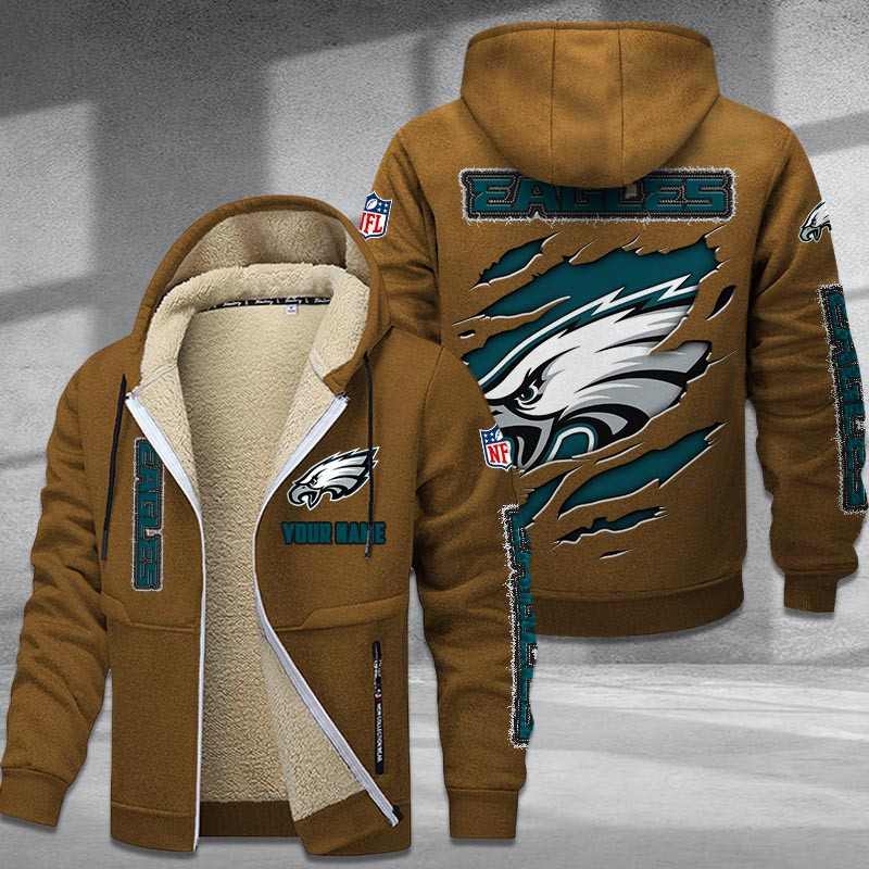 Philadelphia Eagles DMTZ0379 Hoodie Zip Velvet Coat - Famjoys Philadelphia Eagles DMTZ0379 Hoodie Zip Velvet Coat - Famjoys