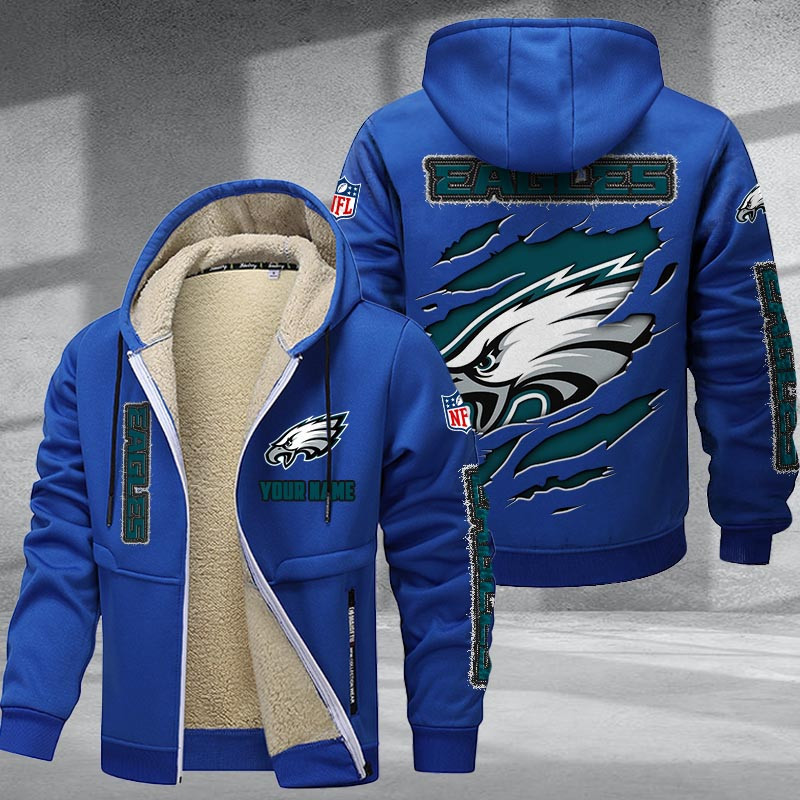 Philadelphia Eagles DMTZ0379 Hoodie Zip Velvet Coat - Famjoys Philadelphia Eagles DMTZ0379 Hoodie Zip Velvet Coat - Famjoys